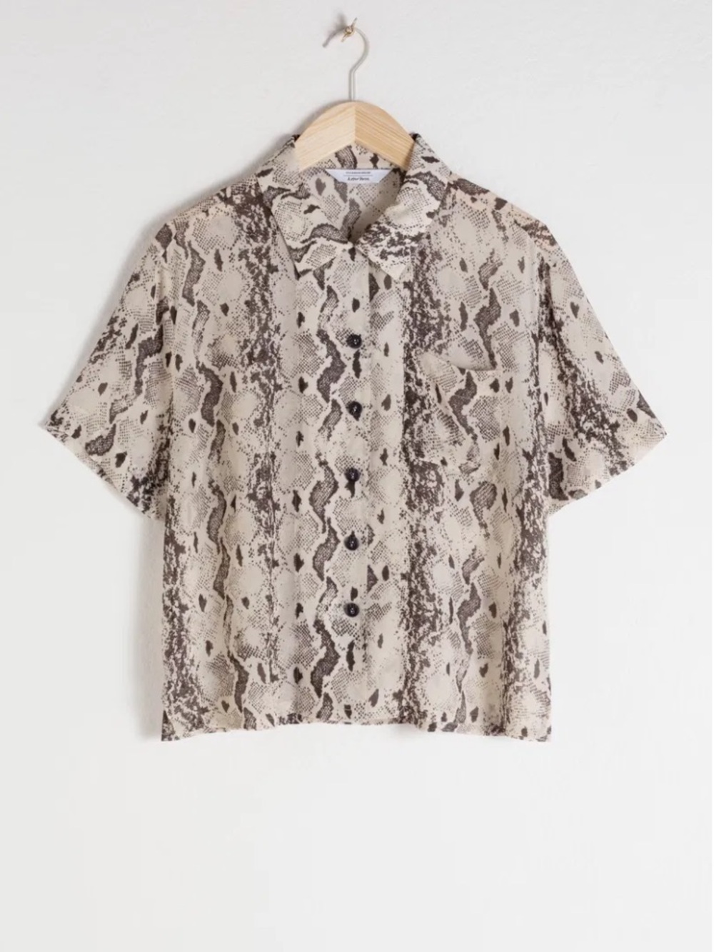 & Other Stories | Beige and Brown Short-Sleeve Snake Print Shirt (size US 0)